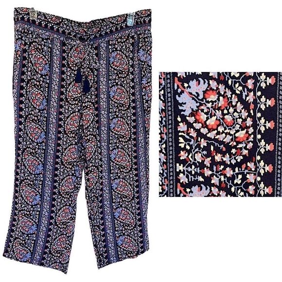 Liz Claiborne Pants Large Loungewear Challis Crop NWOT - Picture 1 of 11